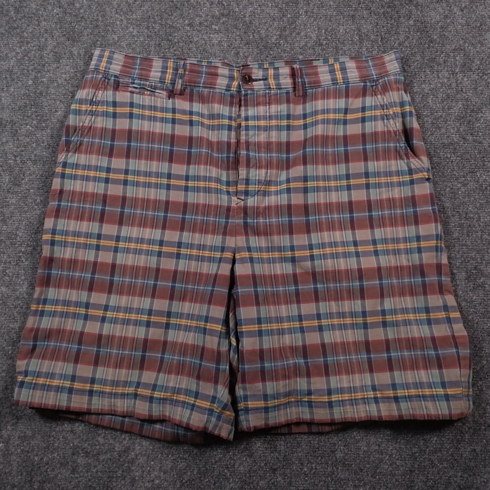 Polo Ralph Lauren Shorts Mens 34 Multicolor Plaid Chino Preppy Flat Front